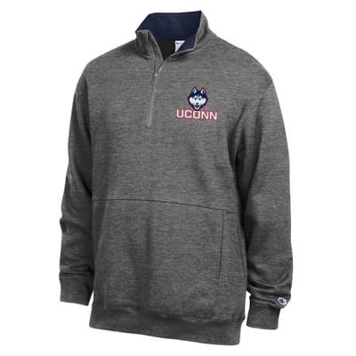  UConn Huskies Champion Fleece Quarter-Zip Pullover - Charcoal