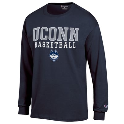 UConn Huskies Champion Basketball Stack Long Sleeve T-Shirt - Navy