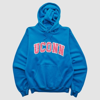 UConn Huskies Champion 2000s Hooded Pullover Sweatshirt - Blue - XS by Fanatics Real Vintage