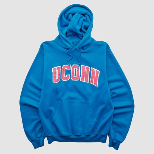 UConn Huskies Champion 2000s Hooded Pullover Sweatshirt - Blue - XS by Fanatics Real Vintage
