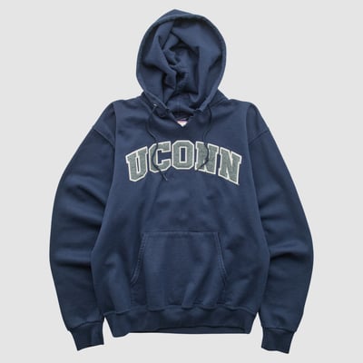 UConn Huskies Champion 2000s Hooded Pullover Sweatshirt - Navy - XS by Fanatics Real Vintage
