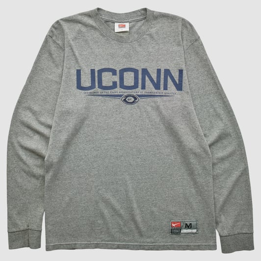 UConn Huskies Nike 2000s Long Sleeve T-shirt - Dark Heather Gray - S by Fanatics Real Vintage