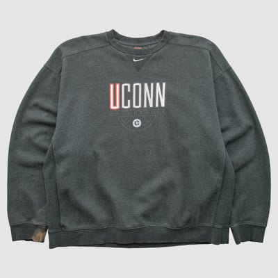 UConn Huskies Nike 2000s Pullover Sweatshirt - Dark Heather Gray - XL by Fanatics Real Vintage