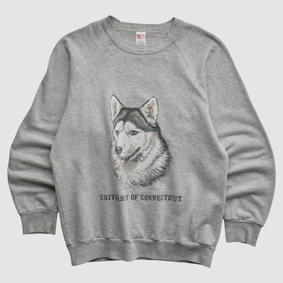 UConn Huskies Textile Prints 90s Pullover Sweatshirt - Heather Gray - XXS by Fanatics Real Vintage
