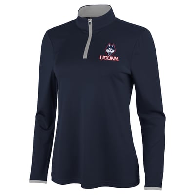 UConn Huskies Antigua Women's Brink Quarter-Zip Pullover - Navy/Gray