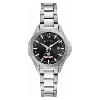 UConn Huskies Bulova Women's Stainless Steel Sport Classic Watch - Black