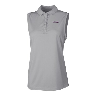 UConn Huskies Columbia Women's Ace Flair Sleeveless Tank Polo - Gray