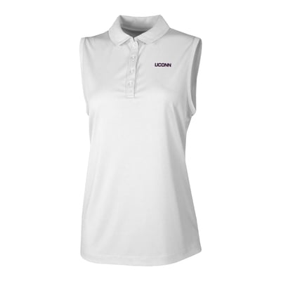  UConn Huskies Columbia Women's Ace Flair Sleeveless Tank Polo - White