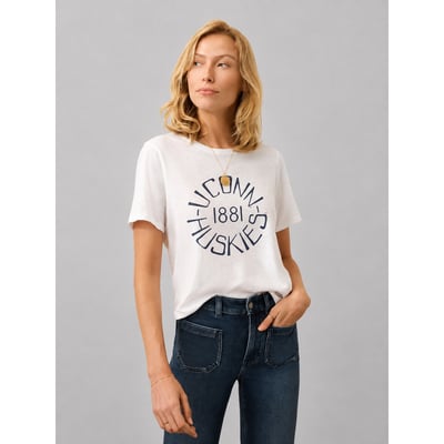 UConn Huskies FAHERTY Women's Sunwashed Essential T-Shirt - White