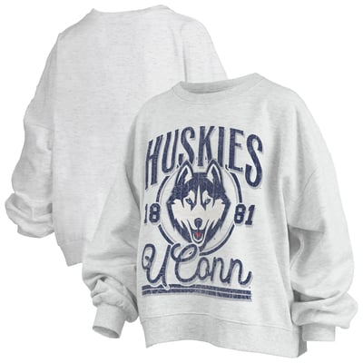 UConn Huskies Pressbox Women's Oversized Bravo Melange Janise Sweatshirt - Heather Gray