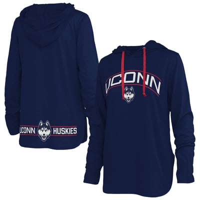 UConn Huskies Pressbox Women's Allie Long Sleeve Hooded T-Shirt - Navy
