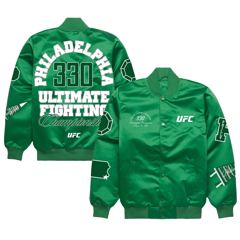 UFC 330 Full-Snap Satin Bomber Jacket - Green