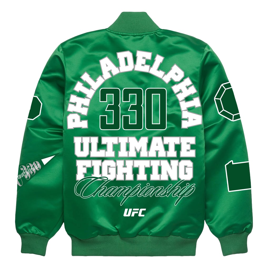 UFC 330 Full-Snap Satin Bomber Jacket - Green