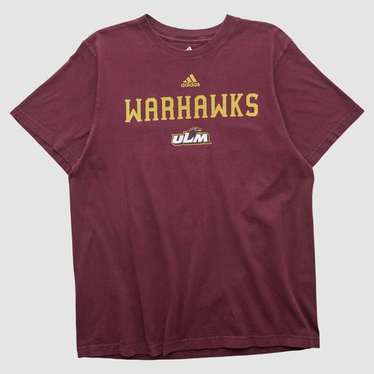 ULM Warhawks Adidas 2000s T-shirt - Maroon - L by Fanatics Real Vintage