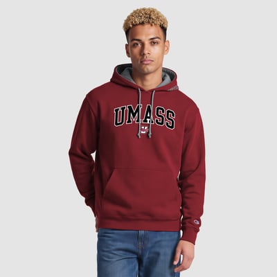 UMass Minutemen Champion Contrast Hoodie - Maroon/Heather Gray