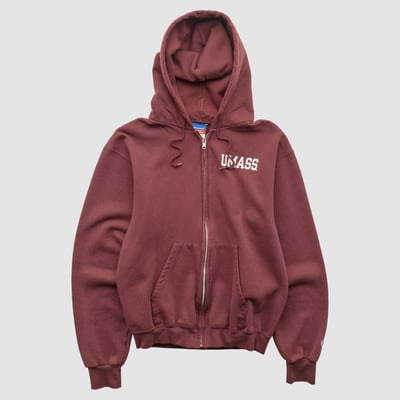 UMass Minutemen Champion 2000s Hooded Full Zip Sweatshirt - Maroon - XS by Fanatics Real Vintage