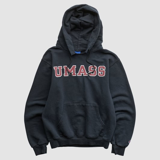 UMass Minutemen Champion 2000s Hooded Pullover Sweatshirt - Black - XS by Fanatics Real Vintage