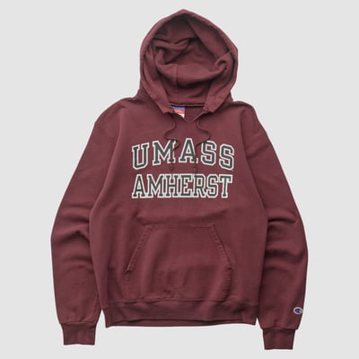 UMass Minutemen Champion 2000s Hooded Pullover Sweatshirt - Maroon - S by Fanatics Real Vintage