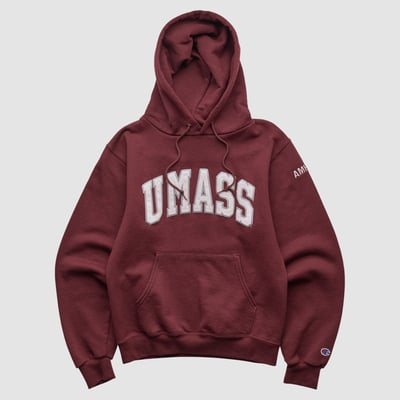 UMass Minutemen Champion 2000s Hooded Pullover Sweatshirt - Maroon - XXS by Fanatics Real Vintage