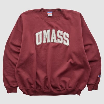 UMass Minutemen Champion 2000s Pullover Sweatshirt - Maroon - L by Fanatics Real Vintage