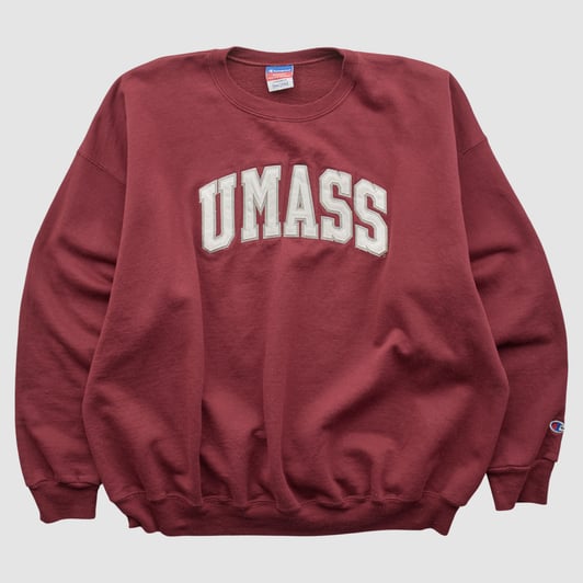 UMass Minutemen Champion 2000s Pullover Sweatshirt - Maroon - L by Fanatics Real Vintage