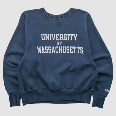 UMass Minutemen Champion 2000s Pullover Sweatshirt - Navy - L by Fanatics Real Vintage
