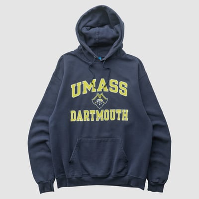 UMass Minutemen Champion 2010s Hooded Pullover Sweatshirt - Navy - S by Fanatics Real Vintage
