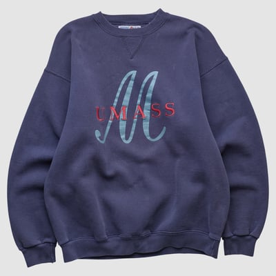 UMass Minutemen Heavy Weight 90s Pullover Sweatshirt - Navy - M by Fanatics Real Vintage