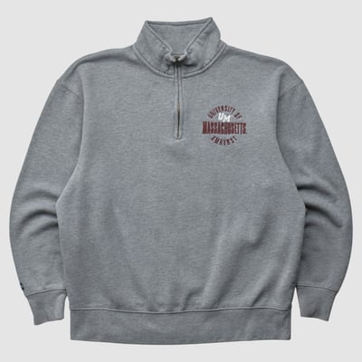 UMass Minutemen Jansport 2010s 1/4 Zip Sweatshirt - Heather Gray - S by Fanatics Real Vintage