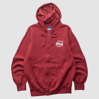 UMass Minutemen MV Sport 2010s Hooded Full Zip Sweatshirt - Red - XS by Fanatics Real Vintage