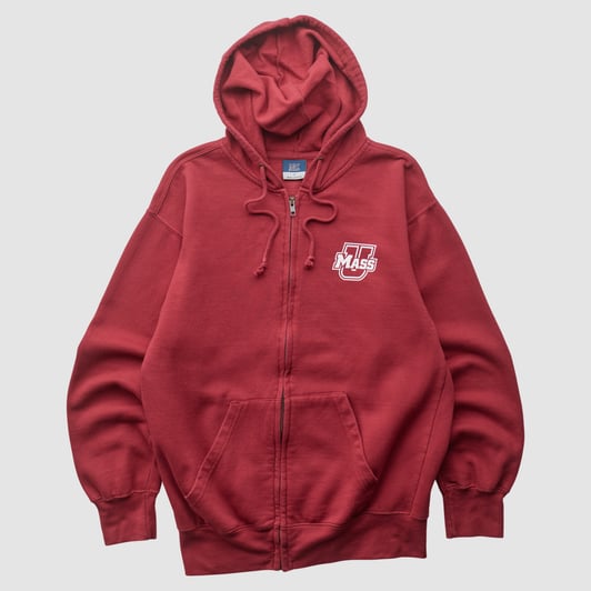 UMass Minutemen MV Sport 2010s Hooded Full Zip Sweatshirt - Red - XS by Fanatics Real Vintage