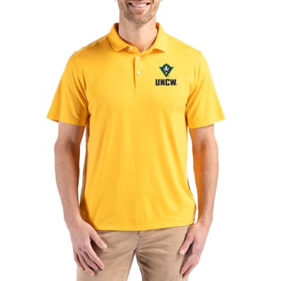  UNC Wilmington Seahawks Cutter & Buck Coastline Recycled Double Peached Polo - Gold