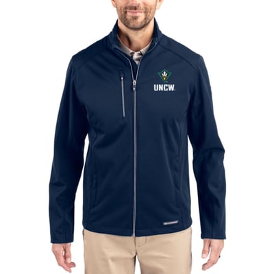  UNC Wilmington Seahawks Cutter & Buck Evoke Recycled Honeycomb Fleece Full-Zip Jacket - Navy