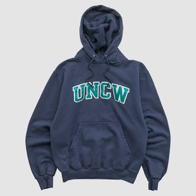 UNC Wilmington Seahawks Champion 2000s Hooded Pullover Sweatshirt - Navy - XXS by Fanatics Real Vintage