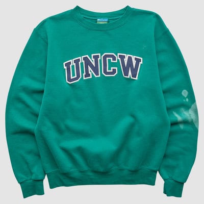 UNC Wilmington Seahawks Champion 2010s Pullover Sweatshirt - Green - XS by Fanatics Real Vintage