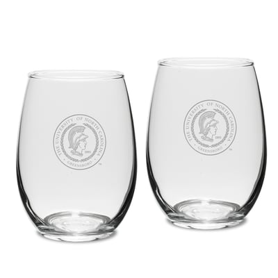 UNCG Spartans 15oz. 2-Piece Stemless Wine Glass Set