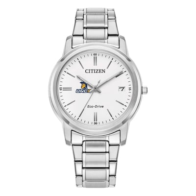  UNCG Spartans Citizen Watch Women's Eco-Drive White Dial Stainless Steel Watch - Silver