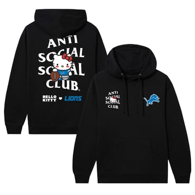 Detroit Lions AntiSocialSocialClub Unisex Hello Kitty Blitz Hoodie - Black