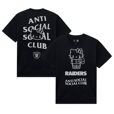 Las Vegas Raiders AntiSocialSocialClub Unisex Hello Kitty Touchdown T-Shirt - Black