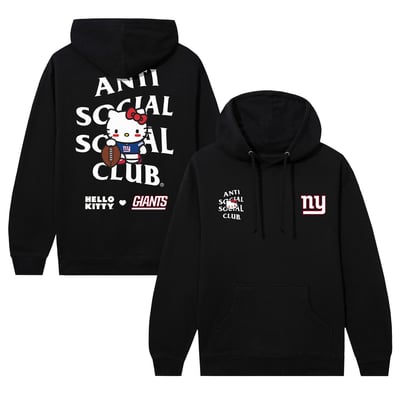 New York Giants AntiSocialSocialClub Unisex Hello Kitty Blitz Hoodie - Black