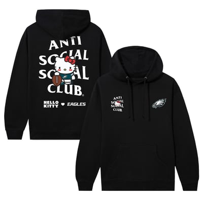 Philadelphia Eagles AntiSocialSocialClub Unisex Hello Kitty Blitz Hoodie - Black