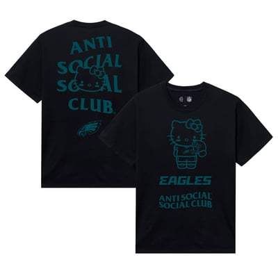 Philadelphia Eagles AntiSocialSocialClub Unisex Hello Kitty Touchdown T-Shirt - Black
