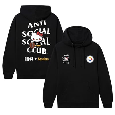 Pittsburgh Steelers AntiSocialSocialClub Unisex Hello Kitty Blitz Hoodie - Black
