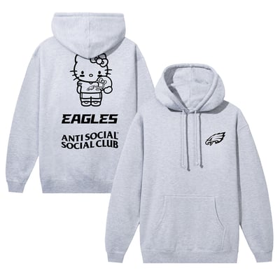 Philadelphia Eagles AntiSocialSocialClub Unisex Hello Kitty Touchdown Hoodie - Heather Gray