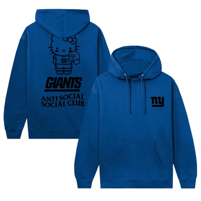 New York Giants AntiSocialSocialClub Unisex Hello Kitty Touchdown Hoodie - Royal