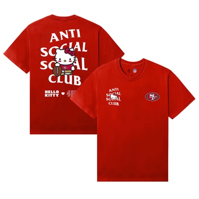 San Francisco 49ers AntiSocialSocialClub Unisex Hello Kitty Blitz T-Shirt - Scarlet