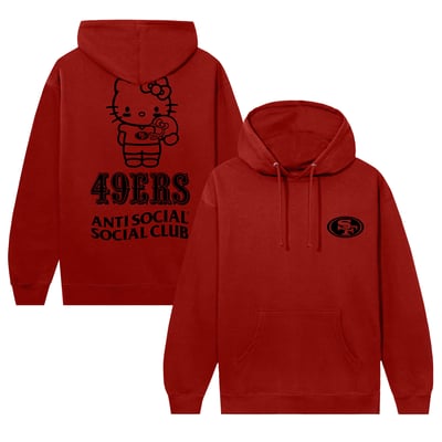 San Francisco 49ers AntiSocialSocialClub Unisex Hello Kitty Touchdown Hoodie - Scarlet
