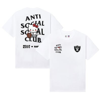 Las Vegas Raiders AntiSocialSocialClub Unisex Hello Kitty Blitz T-Shirt - White