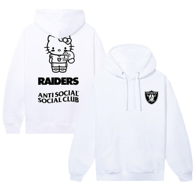 Las Vegas Raiders AntiSocialSocialClub Unisex Hello Kitty Touchdown Hoodie - White