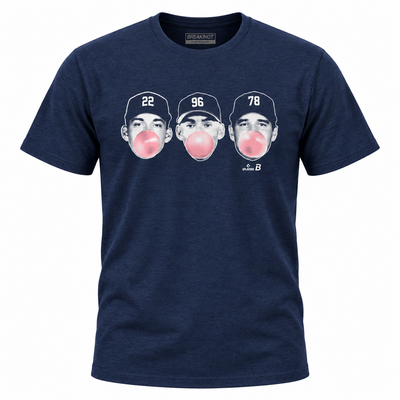 Ben Rice, Spencer Jones & George Lombard Jr New York Yankees BreakingT Unisex Bronx Bubbles T-Shirt - Navy
